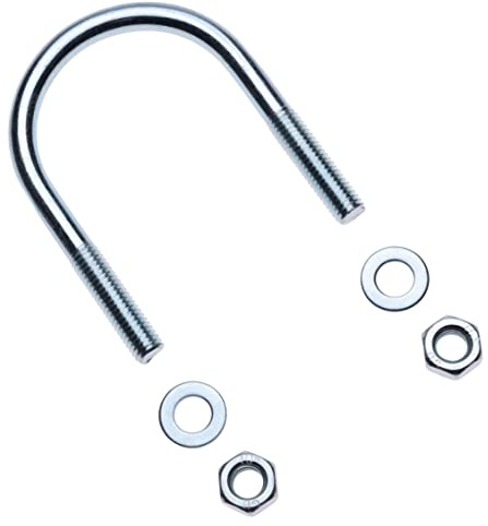 M10 U-bügel mit Muttern und Unterlegscheiben, U-Form Gewindebügel für 88.9mm (3 Zoll) Rohrdurchmesser, Verzinkt Rundstahlbügel, Augbügel Mit Sechskantmuttern und Unterlegscheiben (2 Stück)