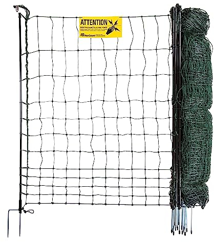 horizont strongLine Hundezaun 25m lang, 120cm hoch - 9 Fiberglaspfähle mit Doppelspitze - elektrifizierbar, Hundezaun Camping, mobiler Zaun für den Garten