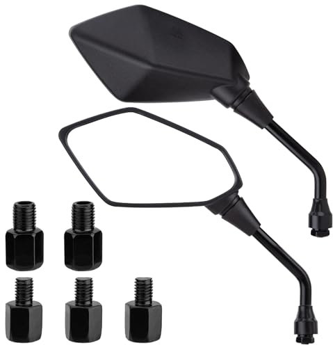 CICMOD Motorrad Rückspiegel Seitenspiegel mit M8 M10 Gewindebolzen für Motorrad, Roller, ATV, Dirt Bike, Cruiser