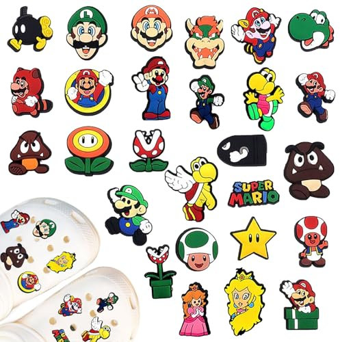 SyxhHzm 27 Stück Schuh Charms,Cartoon Schuhdekoration,Schuh-Charm für Kinder,PVC Anstecker Hole Shoe Decoration,Für Sandalen, Abnehmbare DIY Dekorationen, Kinderpartys Geschenk(Bunt)