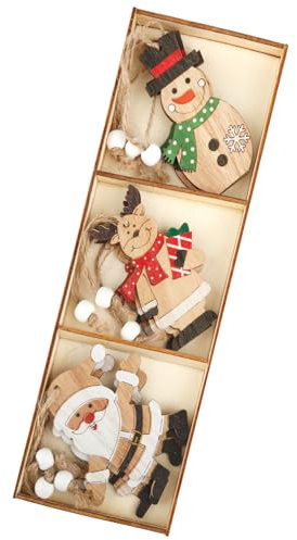 Rumyve 9pcs Christmas Tree Hanging Pendant Decorations, Wooden Hanging Ornaments for Tree Wall Decoration Party Accessories (Dolls)