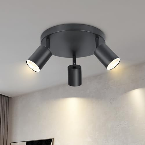 Lichtmaler Takspotlight Orienterbar Svart 3 Takspotlights GU10 | Inredningsbelysning Takspotlight Led - Ramp Spot Taklampa Vardagsrum Kök Korridor, Utan Glödlampor
