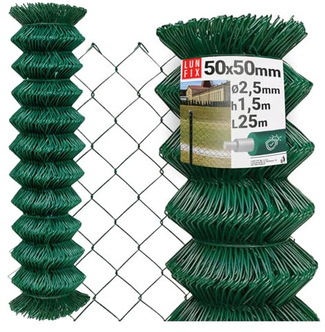Maschendrahtzaun 50x50 Ø 2,5mm Grün h 150cm 25m Gartenzaun Maschendraht-Geflecht Maschenweite 50x50