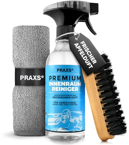 PRAXS® Detergente per interni auto (500 ml) – detergente pH neutro – pulizia profonda dei pori per plastica, tappezzeria, pelle – pulizia interni auto, pulizia abitacolo