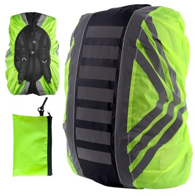 Waterproof Backpack Rain Cover, Upgraded Reflective Rucksack Protector with Adjustable Non-Slip Strap, High Visibility for Hiking, Camping, Cycling & Travel, Fits M 40L - Includes Storage Bag