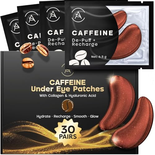 Uep Caffeine Patch Occhi con Caffeina 30 Paia, Effetto Rinfrescante