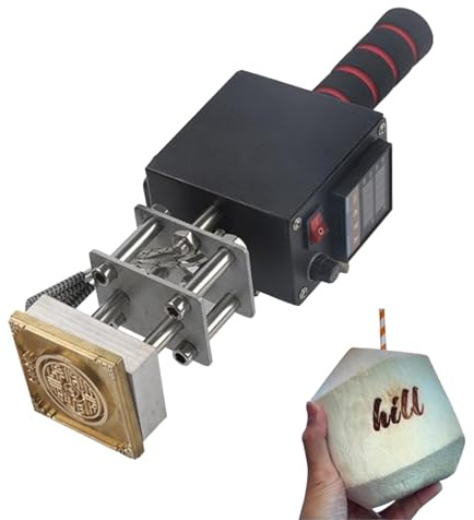 Máquina de Estampación en Caliente Portátil, Herramienta Digital Portátil para Cuero, Prensa de Calor de 500W con Temperatura Ajustable, para Artesanía en Cuero y Madera(5x7cm/2x2.8in)