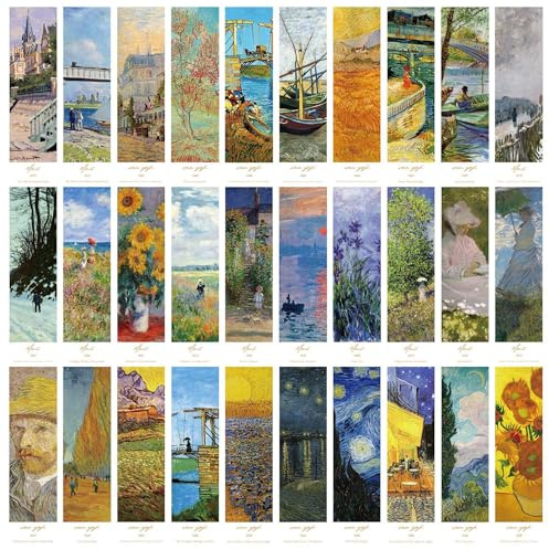 YIMINGOUFEI Ölgemälde-Kunst-Lesezeichen-Set, 15 cm x 4 cm, 30 Stück, kreatives literarisches Design für Buchliebhaber, Lehrer und Studenten, geeignet für Geschenke