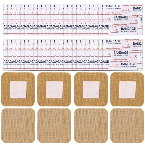 200pcs Pansements Adhésifs Carrés, 38x38mm Tissu Non-Tissé Compresse Adhésive Carrée Bandage Élastique pour Petites Coupures Incisions Bout Doigt Articulation Doigt (Marron)