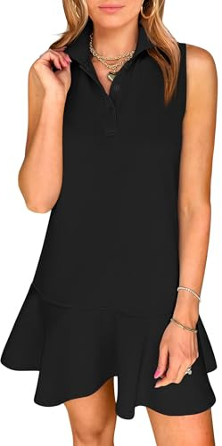 ANRABESS Womens Summer Mini Dresses Polo Sleeveless Shift Short Dress Tennis Golf Athletic Casual Travel Vacation Clothes Black