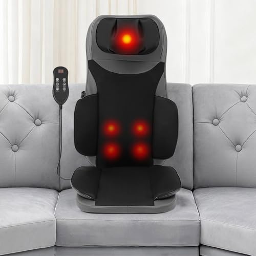 Sedile massaggiante Shiatsu con Calore - Tappetino per sedile massaggio,massaggiatore per schiena con calore, 5 modalità funzionali, timer di 15 minuti