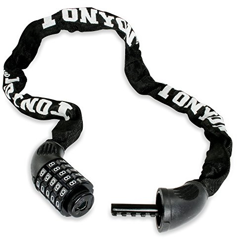 TONYON Fahrrad Kettenschloss, 90 cm lang, Rahmenschutz, 5-stellig Zahlenschloss für Fahrrad Motorrad Boot, schwarz