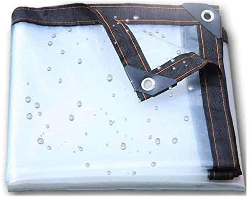 FOGUO Transparent Tarp Waterproof 3x3Ft, Clear Tarpaulin Cover, Heavy Duty, Reinforced Corners with Grommets, Multi-Purpose