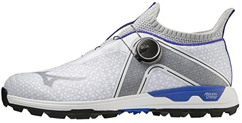 Mizuno Wave Hazard Boa Chaussures de Golf pour Homme Blanc/Bleu, Blanc/Bleu, 44 EU