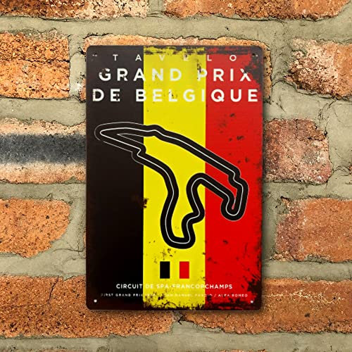 Belgium Grand Prix Circuit Vintage Metal Sign, F1 Retro Wall Art Decoration Print, Gift for Formula One Fans