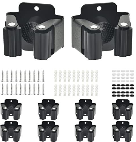 CENBEN 10 Pièces Accroche Balai Mural,Support Balais Mural,Broom Holder Ajustable,Porte-Outils de Jardin,Support antidérapant avec Matériel de Montage pour Buanderie,Cuisine,Jardin,Garage,Maison