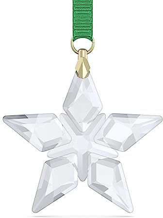 Swarovski Annual Edition Little Star Ornament 2023, Kristallornament im Stern-Design, mit Grünem Ripsband