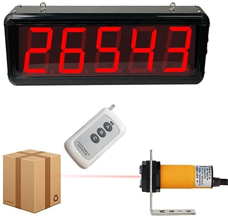 STMKB Contador Digital, Contador De Línea De Producción con Sonda De Haz Infrarrojo, Conteo hasta 99999, Distancia del Sensor 5M, Función De Memoria De Apagado, Adecuado para Fábricas Y Talleres