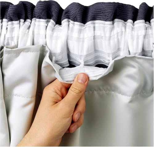 RAYYAN LINEN Thermal Blackout Curtain Lining Pair, 100% Blackout 3 Pass Readymade Insulated Linings with Curtain Hooks (Width 46 X Drop 70 (To Fit 46X72)