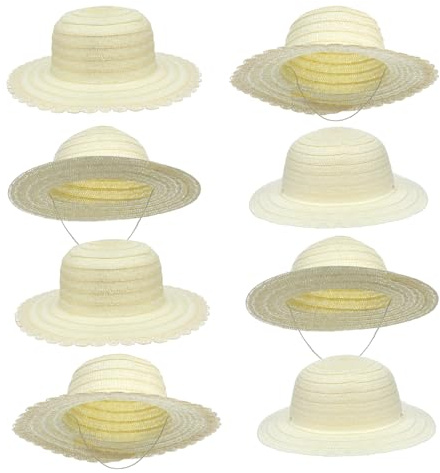 ifundom Cappelli di Paglia -Da-Te per Bambini 8 Pz, Cappello da Decorare Pittura Artigianale per Feste, Attività Manuali e Natale