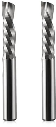 EU_HOZLY Lot de 2 fraises CNC, tige en bois, 6 mm, tige en spirale, longueur de coupe 22 mm, longueur totale 50 mm, 2 pièces (6 x 22 x 50)