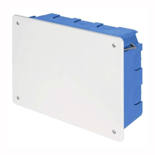 Scatola di derivazione da incasso con coperchio bianco, 200 x 150 x 75 mm, per pareti leggere, cartongesso, legno, in tecnopolimero, colore blu, cassetta da incasso per impianto elettrico