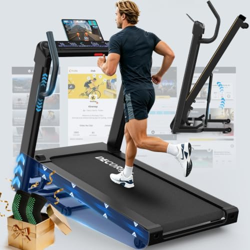 DECORCN Foldable Treadmill,4.5HP,20 Level Auto Incline,16km/h,150KG limited | Foldable home treadmill equipped with LED Display, Bluetooth & App,12 training programs, low noise for home and apartment use