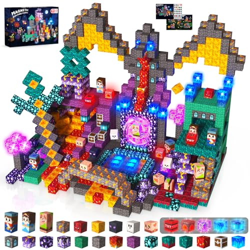 GraceDuck Bloques Magneticos Construccion Niños 150 Piezas - Caballeros y Princesas Explorando un Reino Subterráneo, Creativo con Magnetic Blocks Juguete Educativo Regalo para Niños de 4 a 12 Años