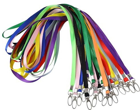 ROSSHINE 50pcs Mixcolors Lanyards for Neck, Nylon Strap Lanyard | Badge Holders with Metal Swivel Hook for Keys ID Cards Name Tags Ideal for Offices Staff Student Doctors Visitors