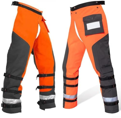 Pantaloni protettivi arancioni a 9 strati per attività di taglio, pantaloni avvolgenti in PE con cintura regolabile in vita, protezione di sicurezza leggera per uomini e donne (M)