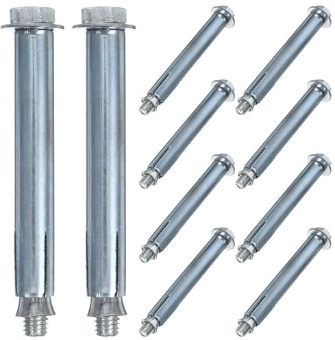 HEALEEP 10pezzi Bulloni di Ancoraggio M8 in Metallo al Carbonio per Fissaggio Sicuro di Elementi Stradali e Rallentatori, Alta Resistenza e Durata, per Lavori Stradali e Garage