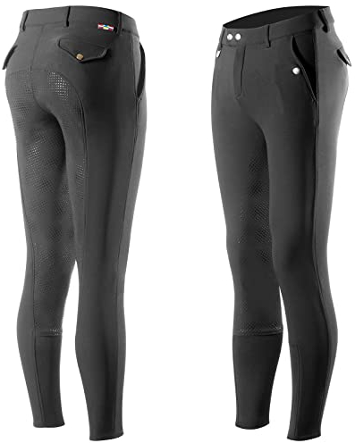 HORZE Grand Prix Pantaloni da Equitazione con Full Seat in Silicone da Uomo, Nero, 50