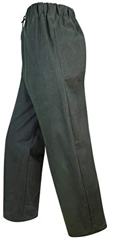 Hoggs of Fife Waxed Overtrousers Olive - 100% Cotton single fold waxed, Elasticated waist