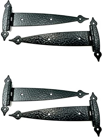 Black Colonial Flush Surface Mount Strap Hinge With Black Screws