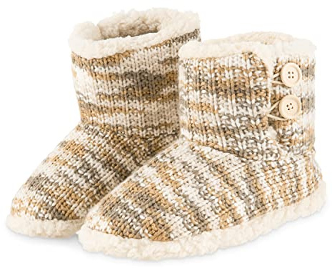 CityComfort Ladies Slipper Boots Knitted Warm Winter Indoor Booties