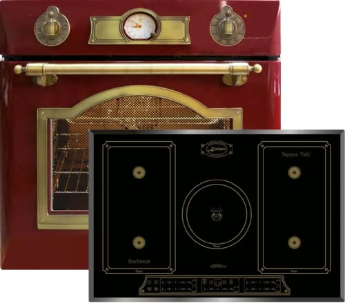 Kaiser Set de cuisinières à gaz EH 6355 RotEm + KCT 7797 FI Em, kit de four électrique, 79 l, four encastré, 10 fonctions + plaque de cuisson à induction Rerto encastrable 77 cm, verre noir