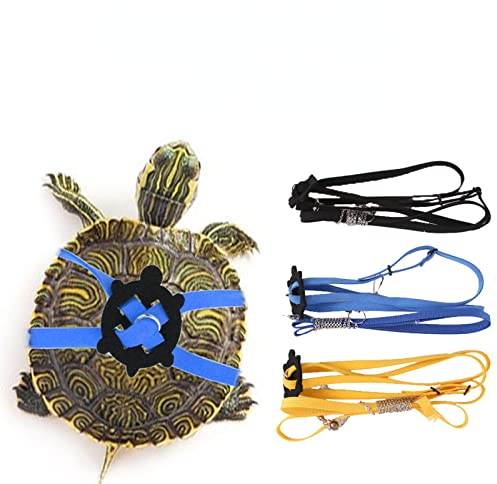 Anoudon Leder Harness Strap für Schildkröte/Schildkröte Pet Walking Lead Control Seil Brustkragen blau
