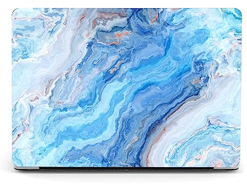 Berkin Arts Compatible with MacBook Air 13 inch Cover, 2022, 2021, 2020-2018 Release A1932 with Touch ID with Keyboard Cover & Screen Protector Cloisonnism Abstract Blue Grey Marble