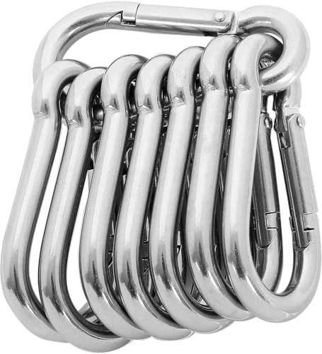 FWEEK 8 Stück M8 Karabiner Edelstahl, 8x80mm karabinerhaken, 230 kg Tragkraft Karabinerhaken für Schwerlast Karabiner