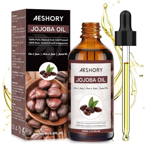 Aeshory Jojobaöl Kaltgepresst 100ml - 100% Rein Natürlich Gesichtsöl Körperöl Jojobaöl für Gesicht Körper Haare Bart Nägel - Anti-Aging Anti-Falten Intensivpflege Feuchtigkeitspflege