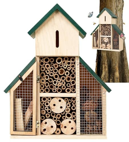 Rukjmqi Bienenhotel, Marienkäferhaus für den Garten,Hängender Marienkäferschutz aus - Dekorativer Gartenschutz für Marienkäfer, Florfliegen und, Nistplatz für den Hof