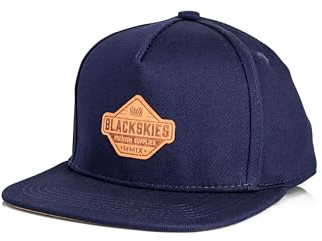 Blackskies® Essentials Snapback-keps för barn | Justerbar barnbasebollkeps för pojkar och flickor, snygg mössa, cool mössa, födelse, dop, basebollkeps, skärmmössa, Mörkblå-mörkblå-brun, L