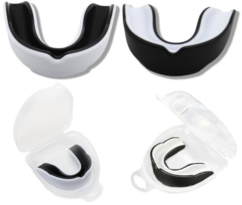 IKOPFLN 2 Stück Mundschutz Gum Shield - Professioneller Mundschutz Slim Fit Mit Tasche Für Kontaktsport,Rugby,Kampfsport,Judo,Karate,Rugby,Mma,Boxen,Hockey,Fußball