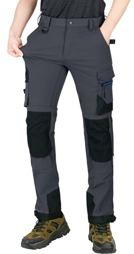 WORK IDEA Men's Durable Stretch Work Trousers, Premium Fabric Cargo Pants with Multiple Pockets & All-Day Comfort for Construction, Mechanics, Workshop & Gardening Grey