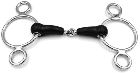 Equine Smile ES0239 Mors à 3 anneaux en caoutchouc simple cassé avec caoutchouc en acier inoxydable Épaisseur 20 mm (14,5 cm)