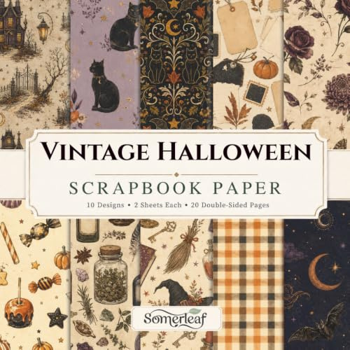 Vintage Halloween Scrapbook Paper: Double-Sided Craft Paper — Perfect for Scrapbooking, Card Making, Junk Journaling, Collage and Mixed Media