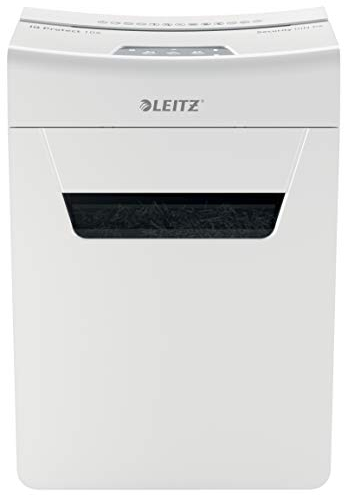 Leitz IQ 10X Premium Protect Aktenvernichter P4, Partikelschnitt, 11-10 Blatt (70-80g/m²), Super leise, kompakt & sauber, TÜV+GS zertifiziert, 18L Behälter, für Büro & Home Office, Weiß, 80920000