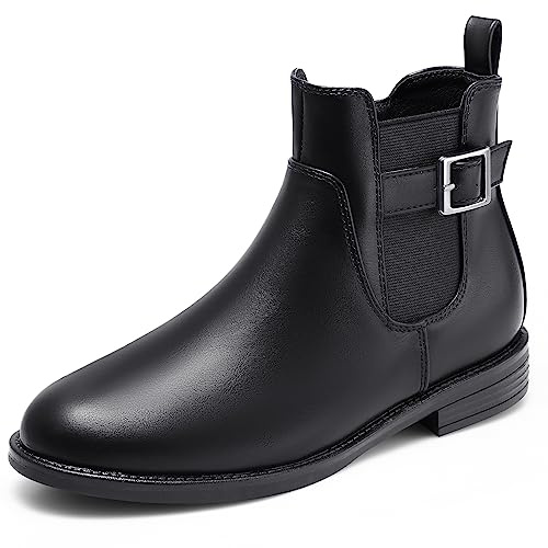 Harvest Land Womens Boots Ladies Comfortable Chelsea Boots Ankle Boots Stylish Classic Shoes side zip for Adults Zip Black1 UK6