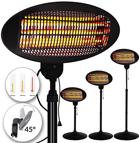 MONZANA® Heizstrahler 3 Heizstufen 2000 Watt Wärmestrahler Terrassenheizer Stabiler Metallfuß Umkippsicherung Heizer Wärmestrahler Standheizer