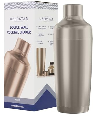 Insulated Stainless Steel Cocktail Shaker with Strainer/Double Wall Vacuum Insulation Metal Cocktail Strainer